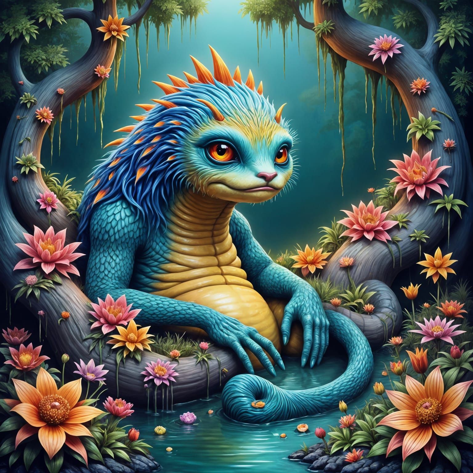 Vibrant Swamp Monster in Candyland Wonderland