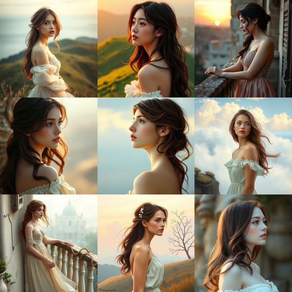 Ethereal Beauty Contemplates Romantic Escapades in a Dreamli...