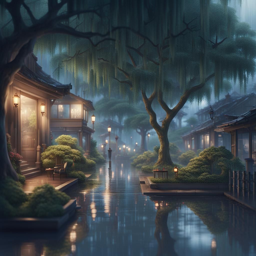 Carriership Landing in Flooded City Garden