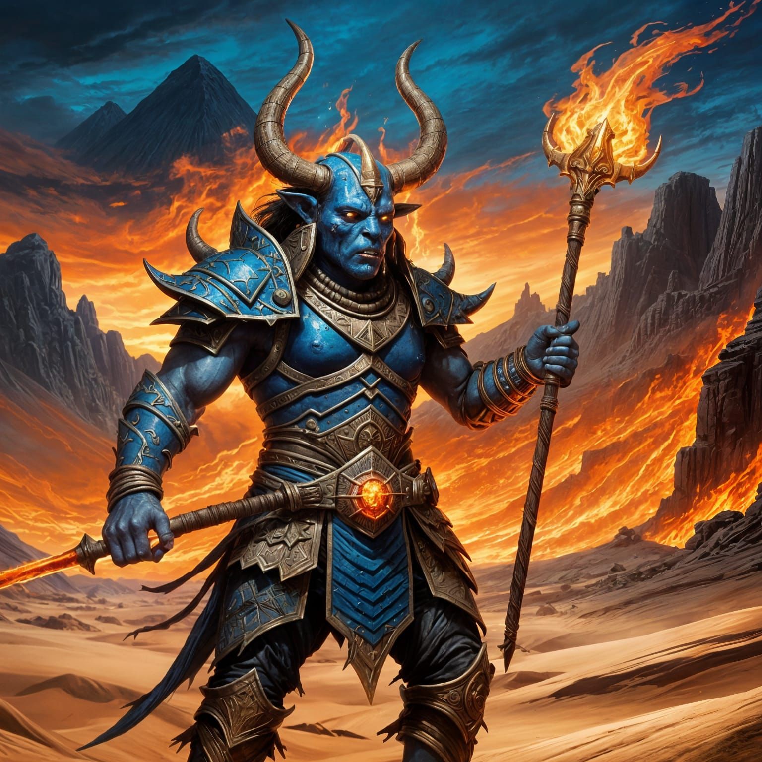 Zombie Minotaur Warrior in Egyptian Desert