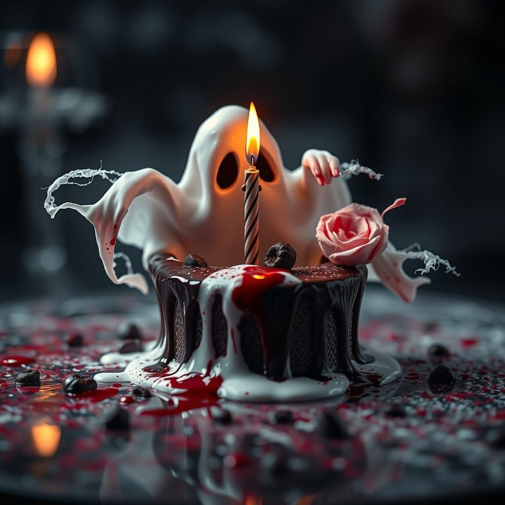 "A sinister haunted anniversary chocolate cake ...