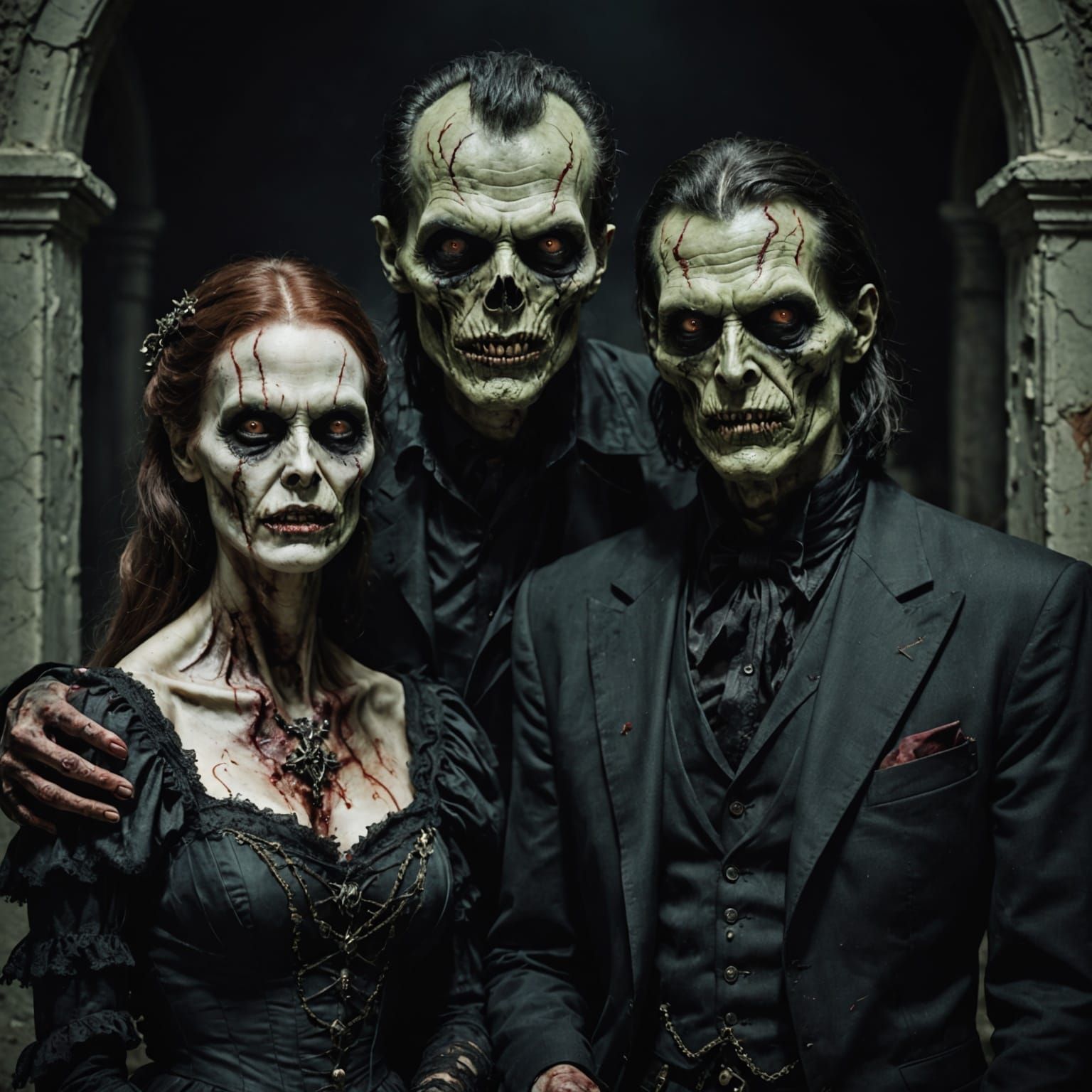 Eerie Undead Couple in a Dark Scene