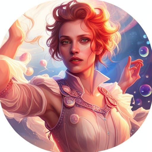 Dancing on Bubbles Portrait in Hyperdetailed Style