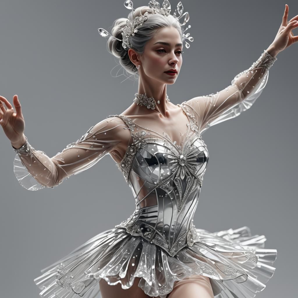 Crystal Ballerina Sculpture: Hyperrealistic Digital Art