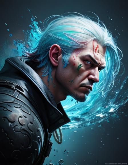 Dramatic Hyperrealistic Portrait with Colorful Background