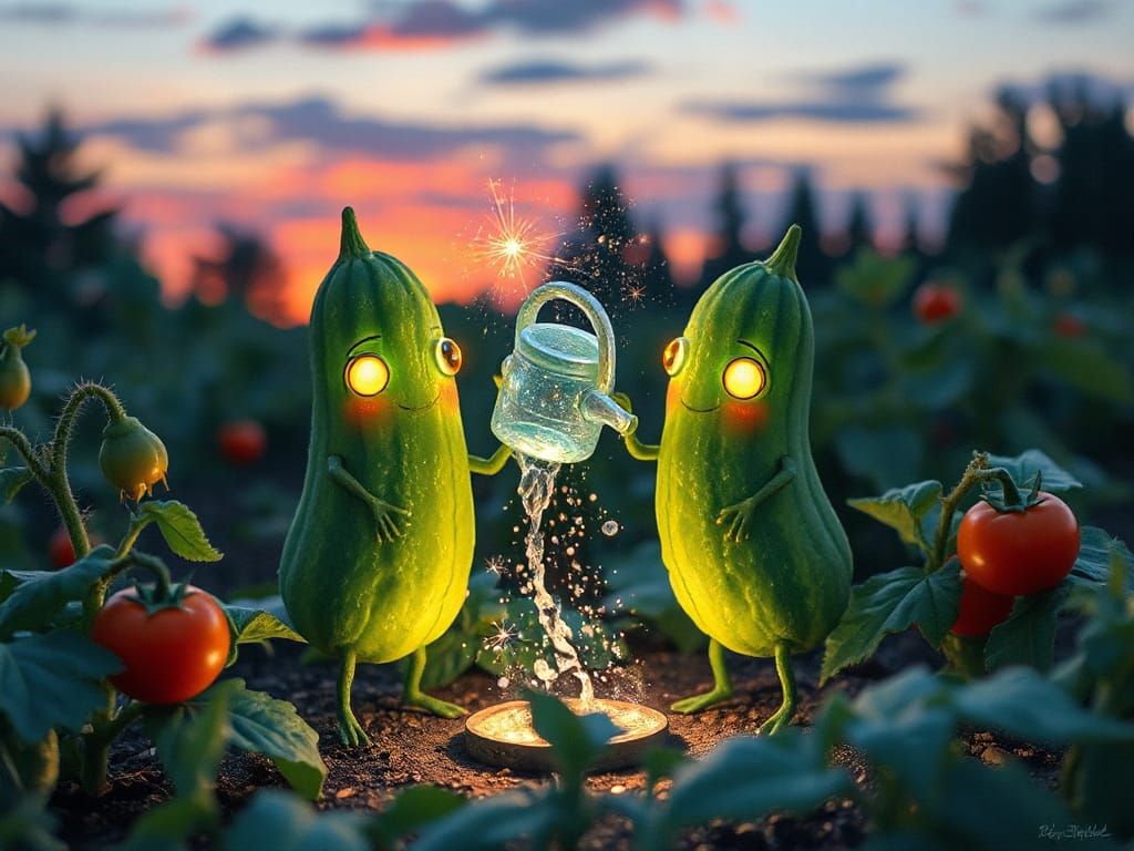 Magical Garden with Glowing Vegetables in Fantasy Style