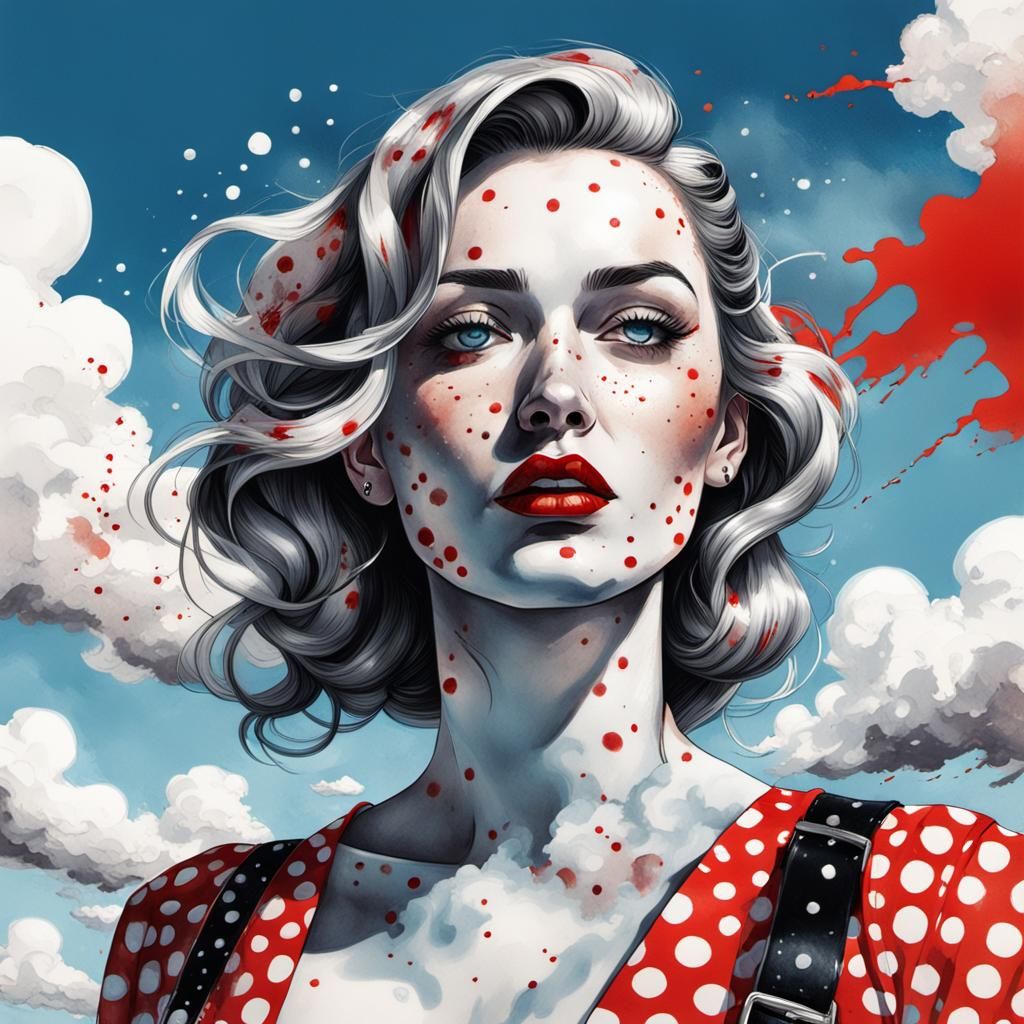 Glitch Pin-Up Girl in Comic Realism Style