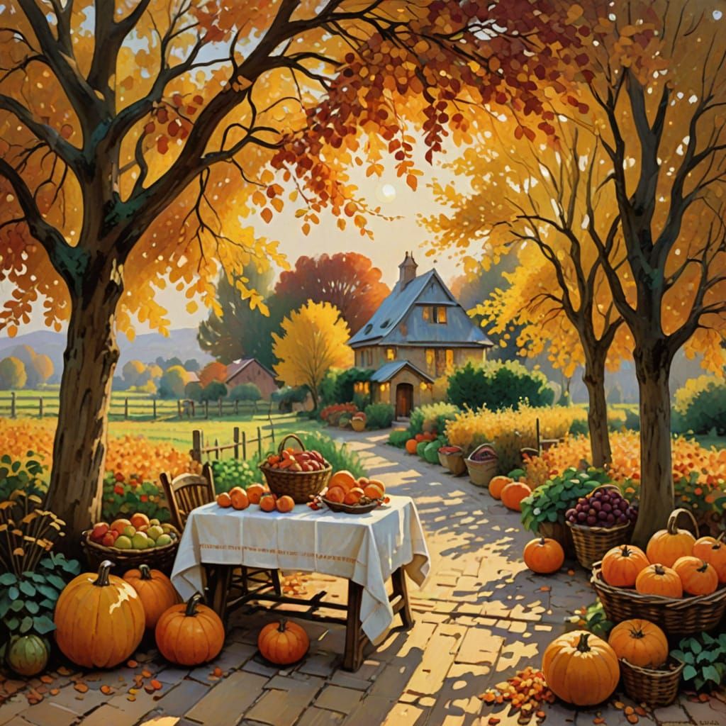 Cozy Autumn Garden in Monet Style