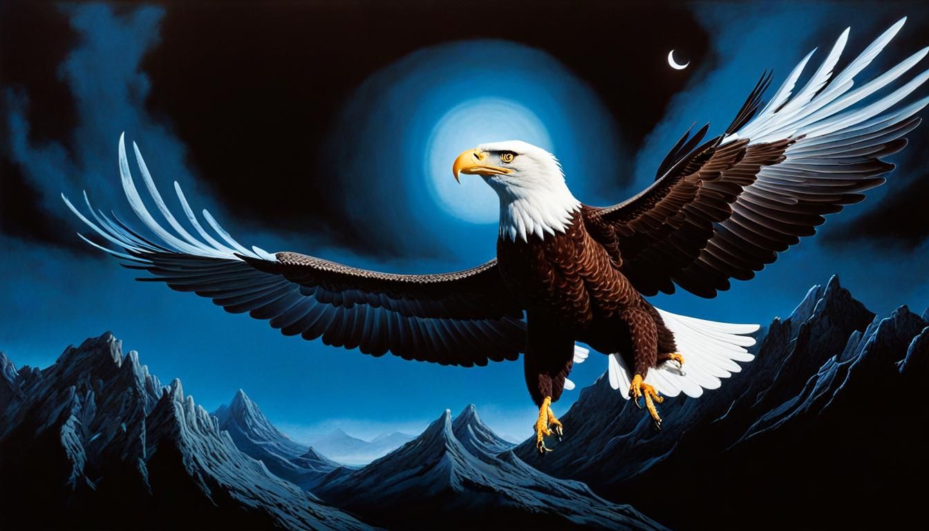 Surreal Eagle Soaring in Dreamy Watercolor Style