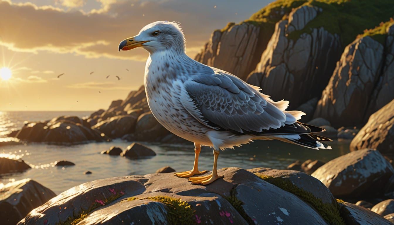 Herring Gull on Rock: Splash Art Concept