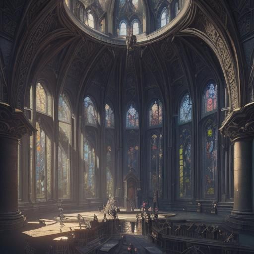 Gothic Panopticon Hall with Philosophers in Unreal Engine
