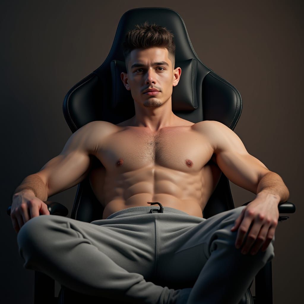 Detailed Portrait of a Young Man in Gaming Chair