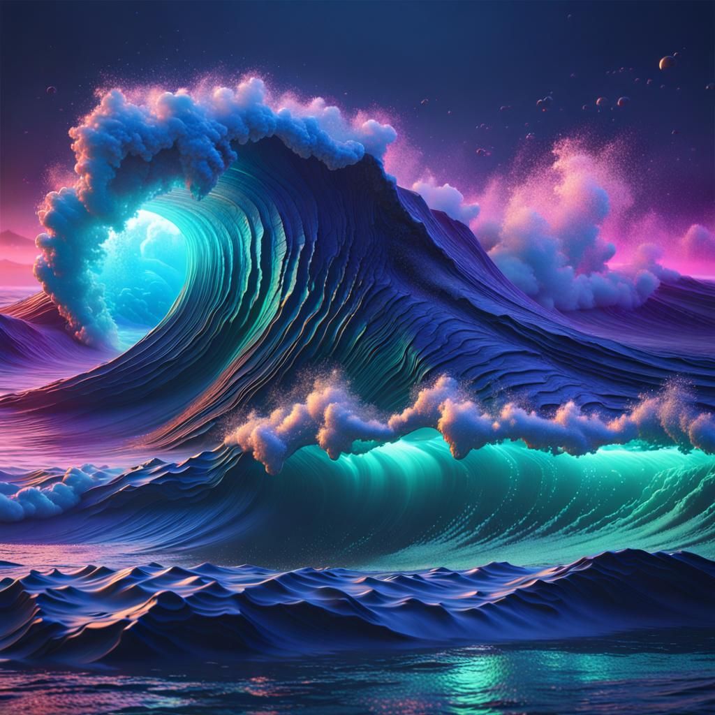 Cyberpunk Ocean Waves in 8k Resolution