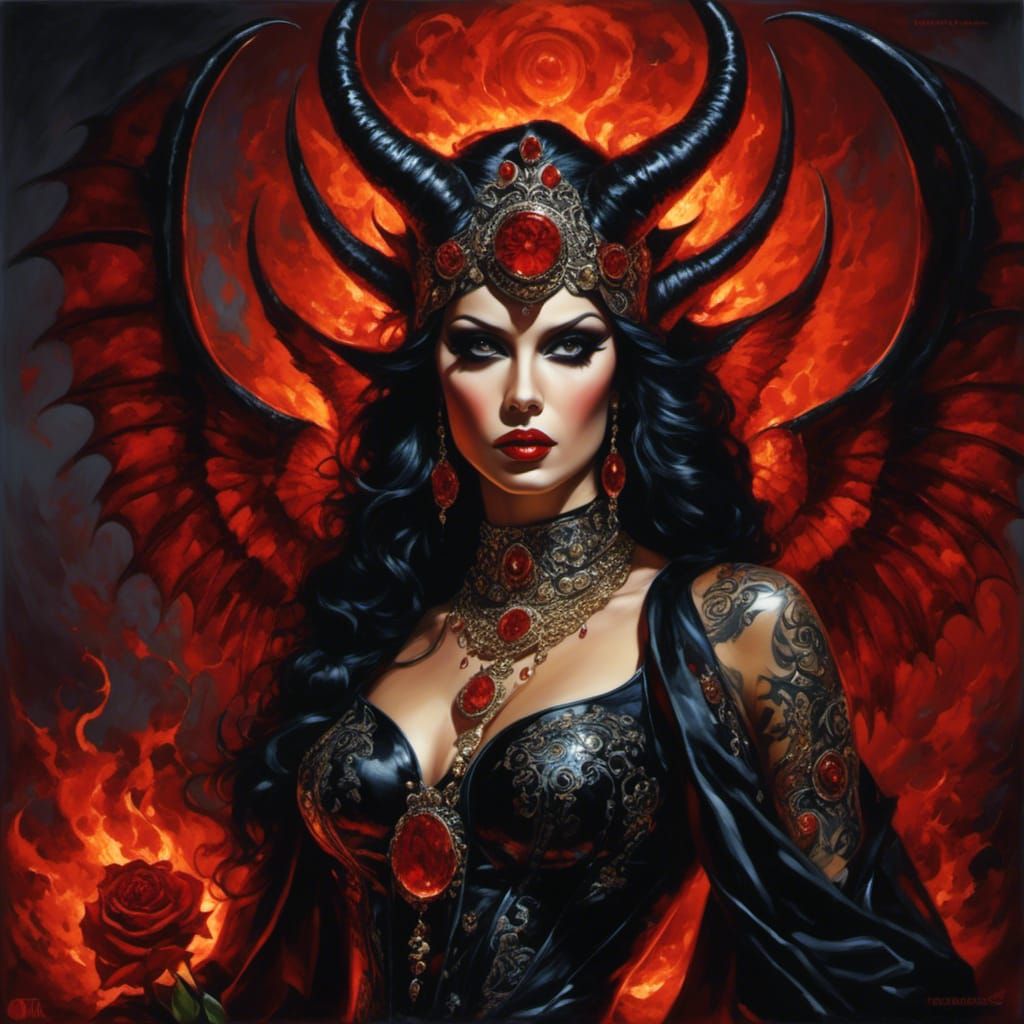 Alluring Demoness Portrait in Unique Style
