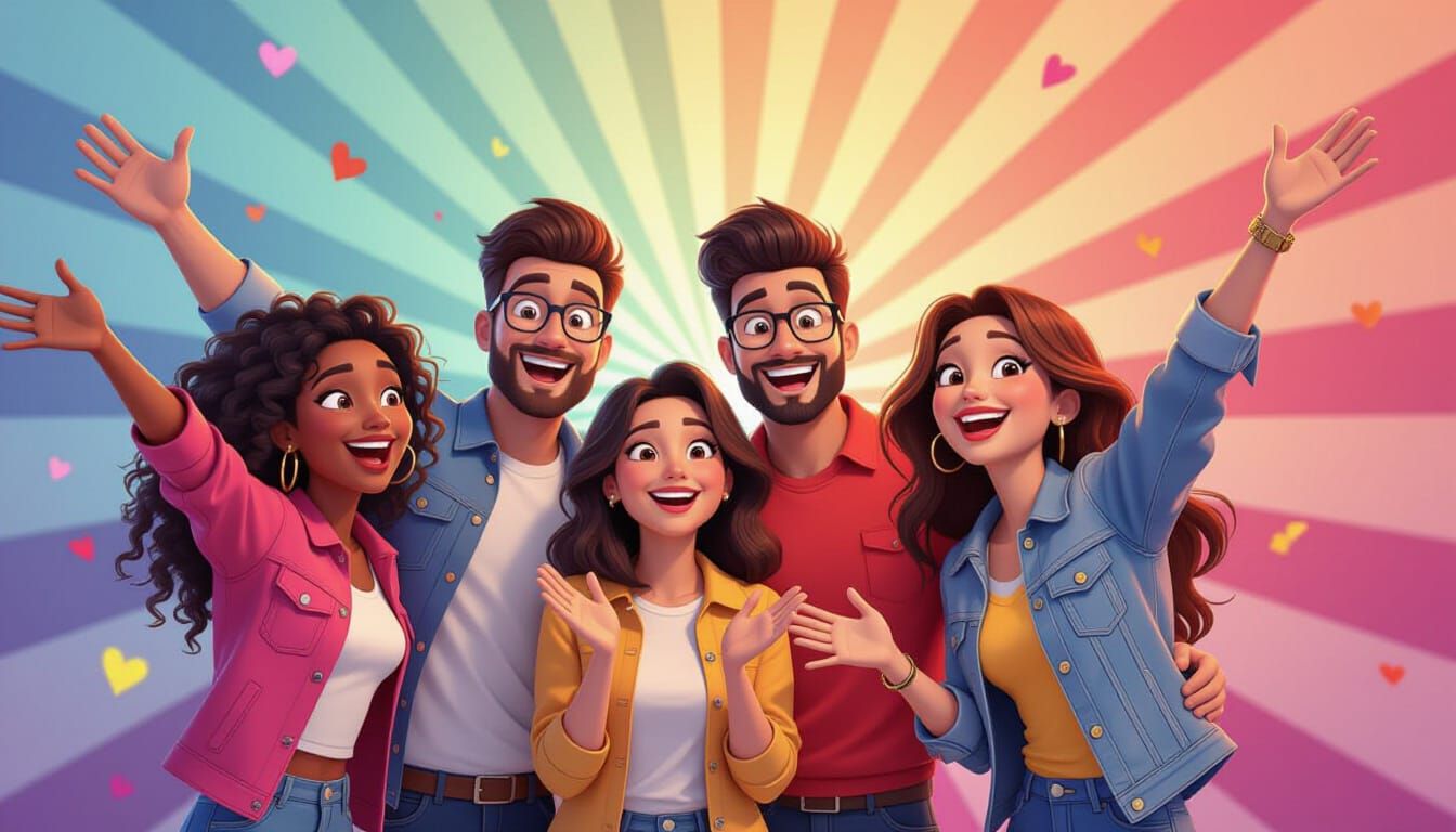 Happy Customers in Pixar-Inspired 3D Art