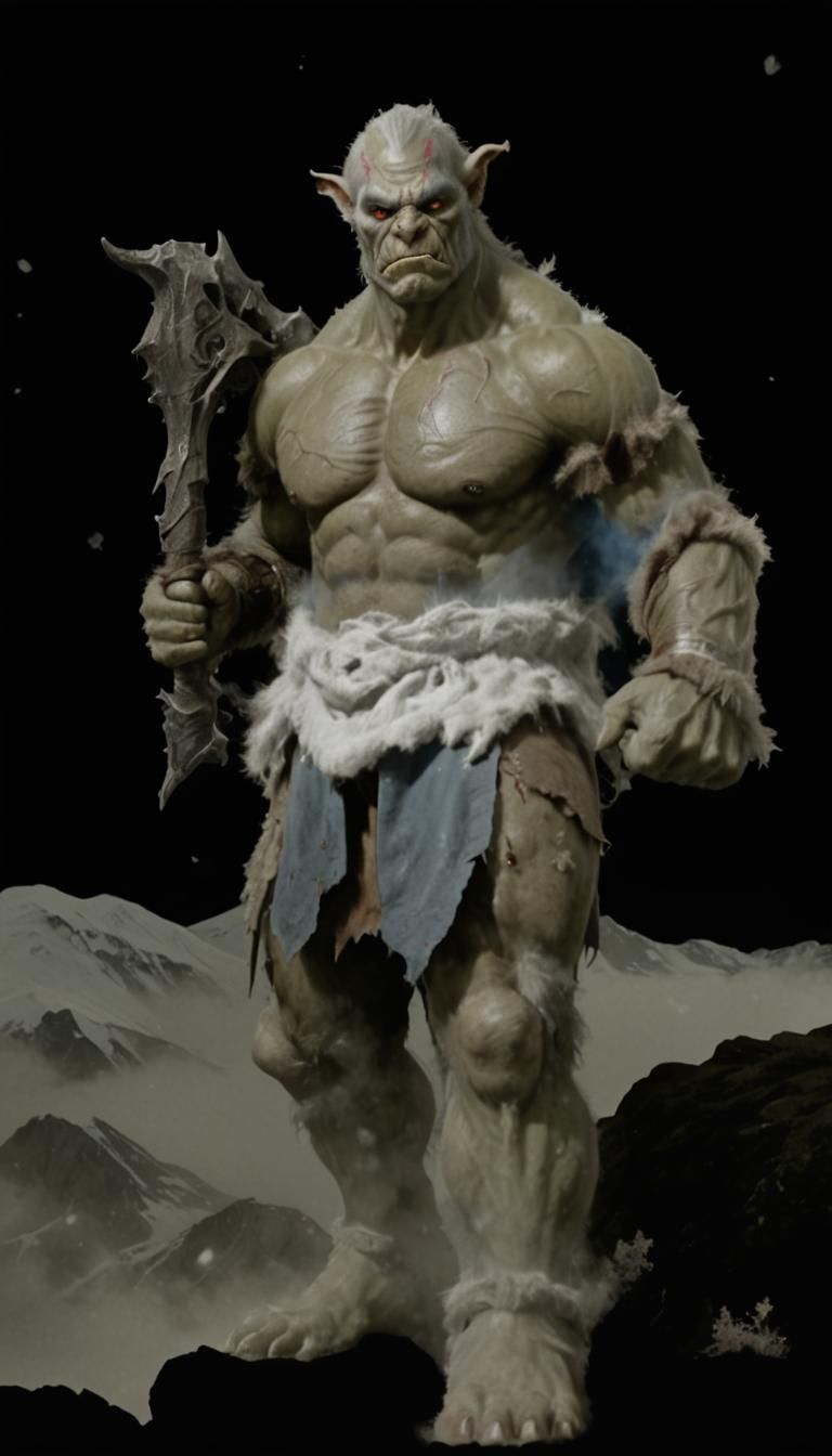 Norwegian Orc in Misty Mountain Landscape