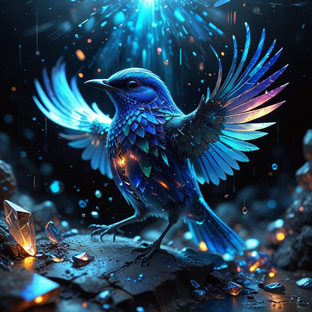 Mystical Blue Being Radiates Intense Energy