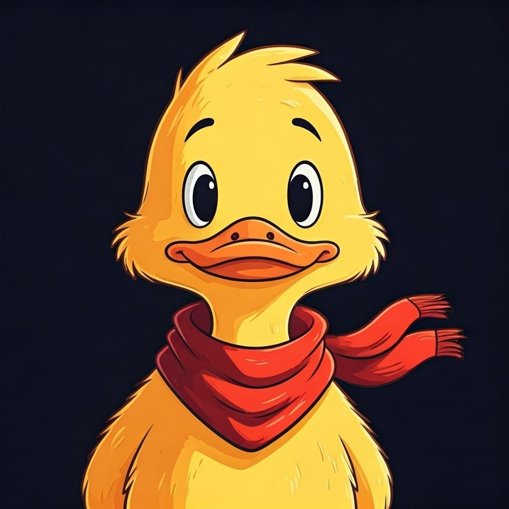 Vibrant Cartoon Duck in 80s Nostalgic Style