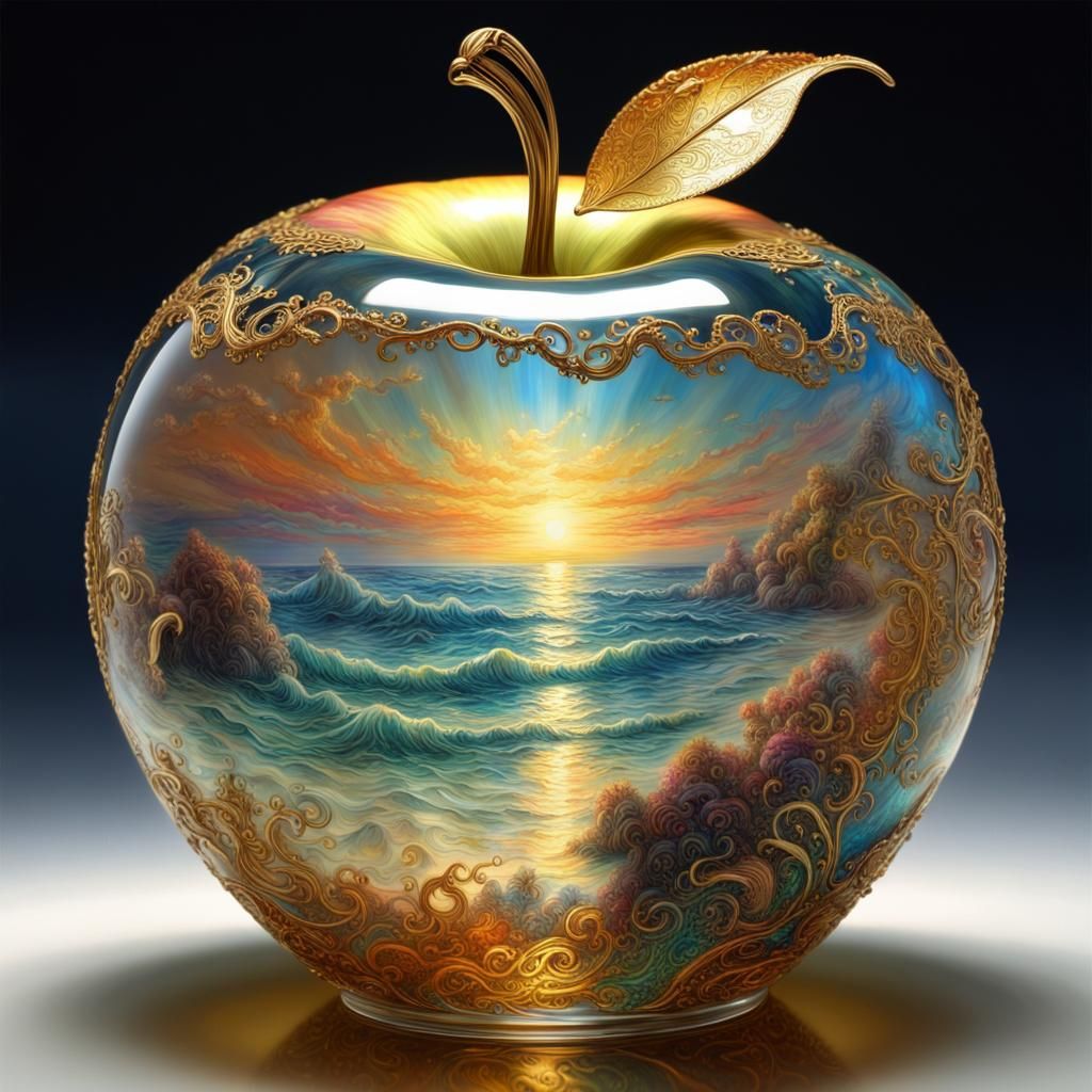 Seascape in Golden Apple, Holographic Dream Art