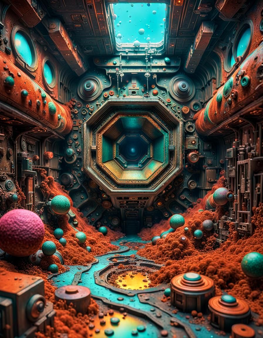 Surreal Sci-Fi Factory with Twisted Structures