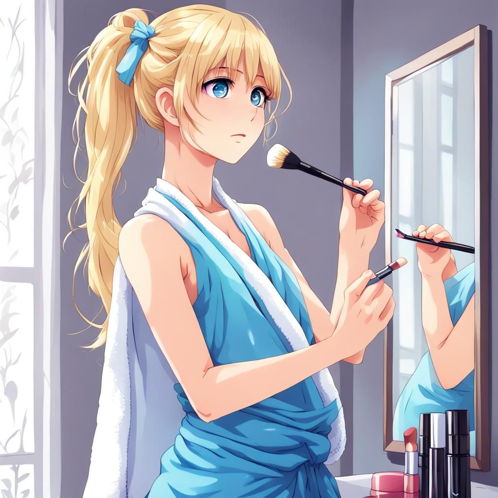 Preparing her Makeup