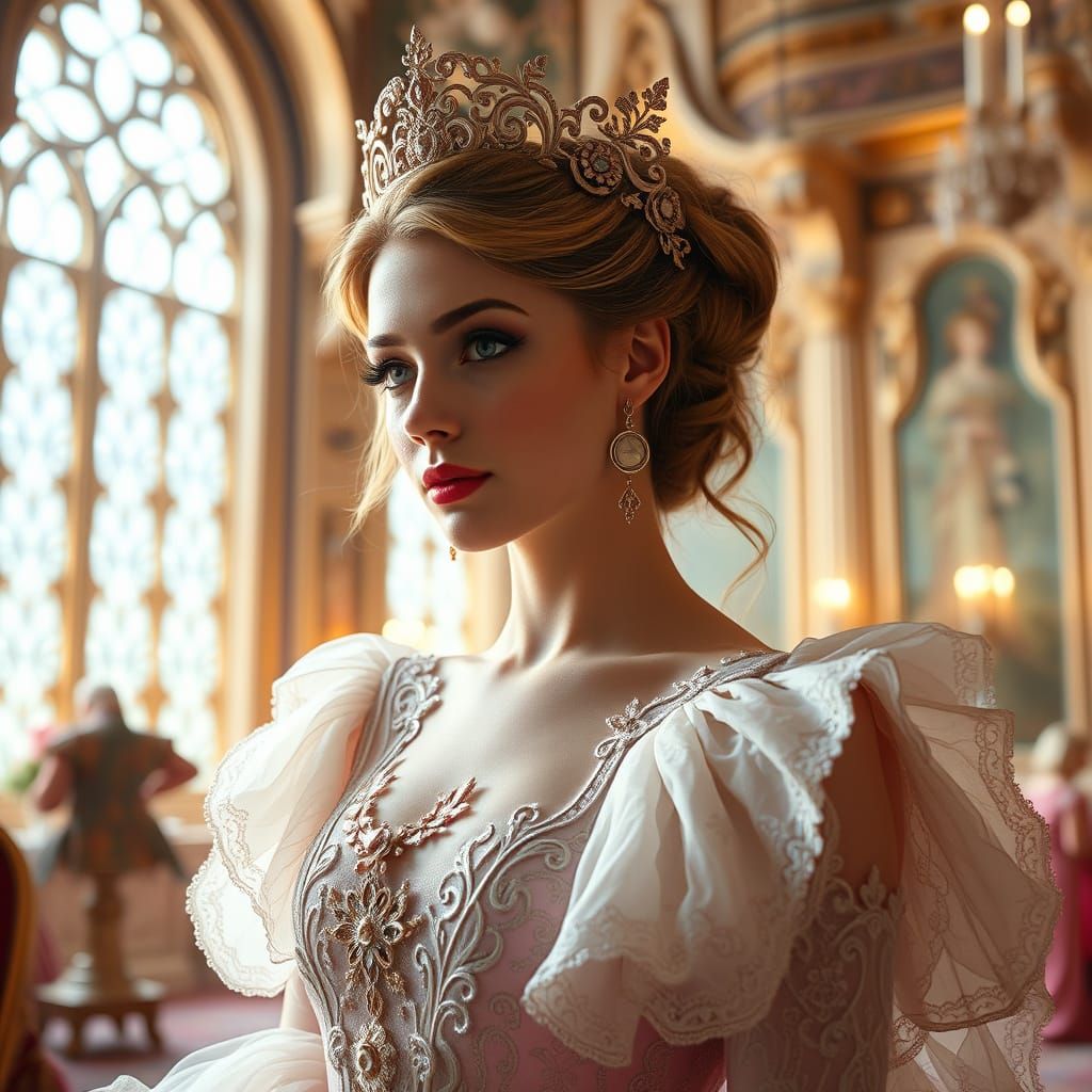 Fantasy Princess in Rococo Art Nouveau Palace
