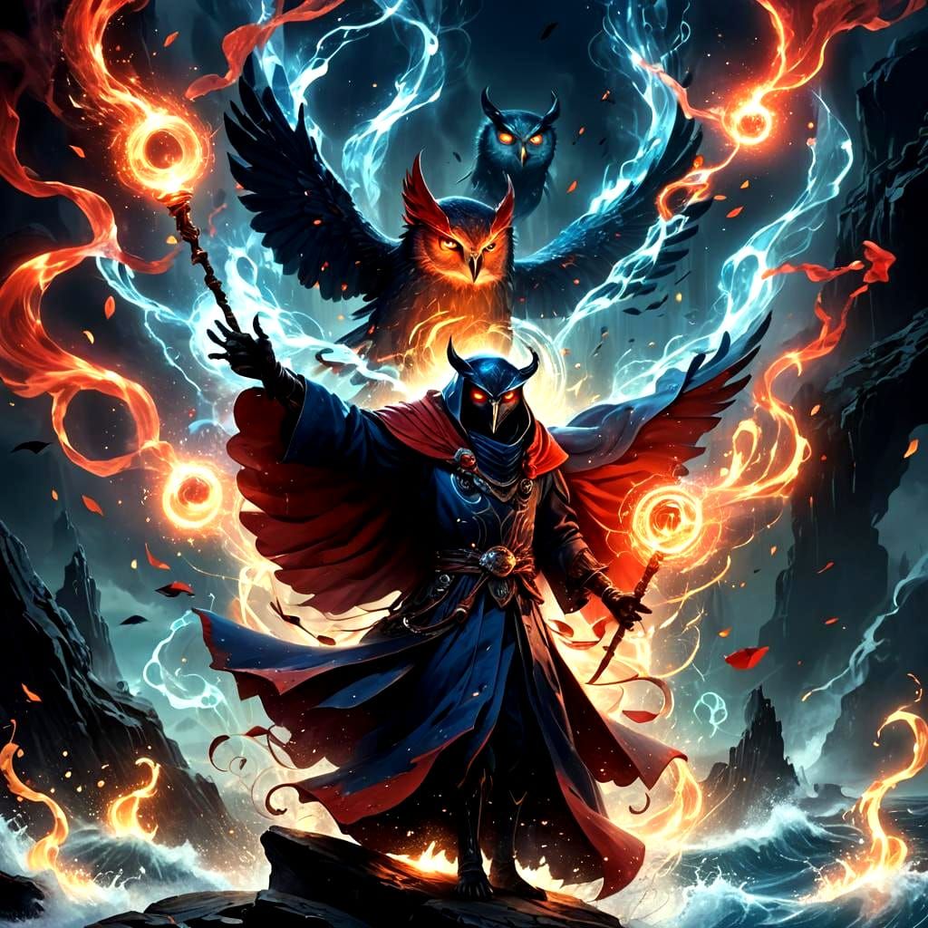 Fantastical Ghosts Surround Blue Sea in Detailed Matte Paint...