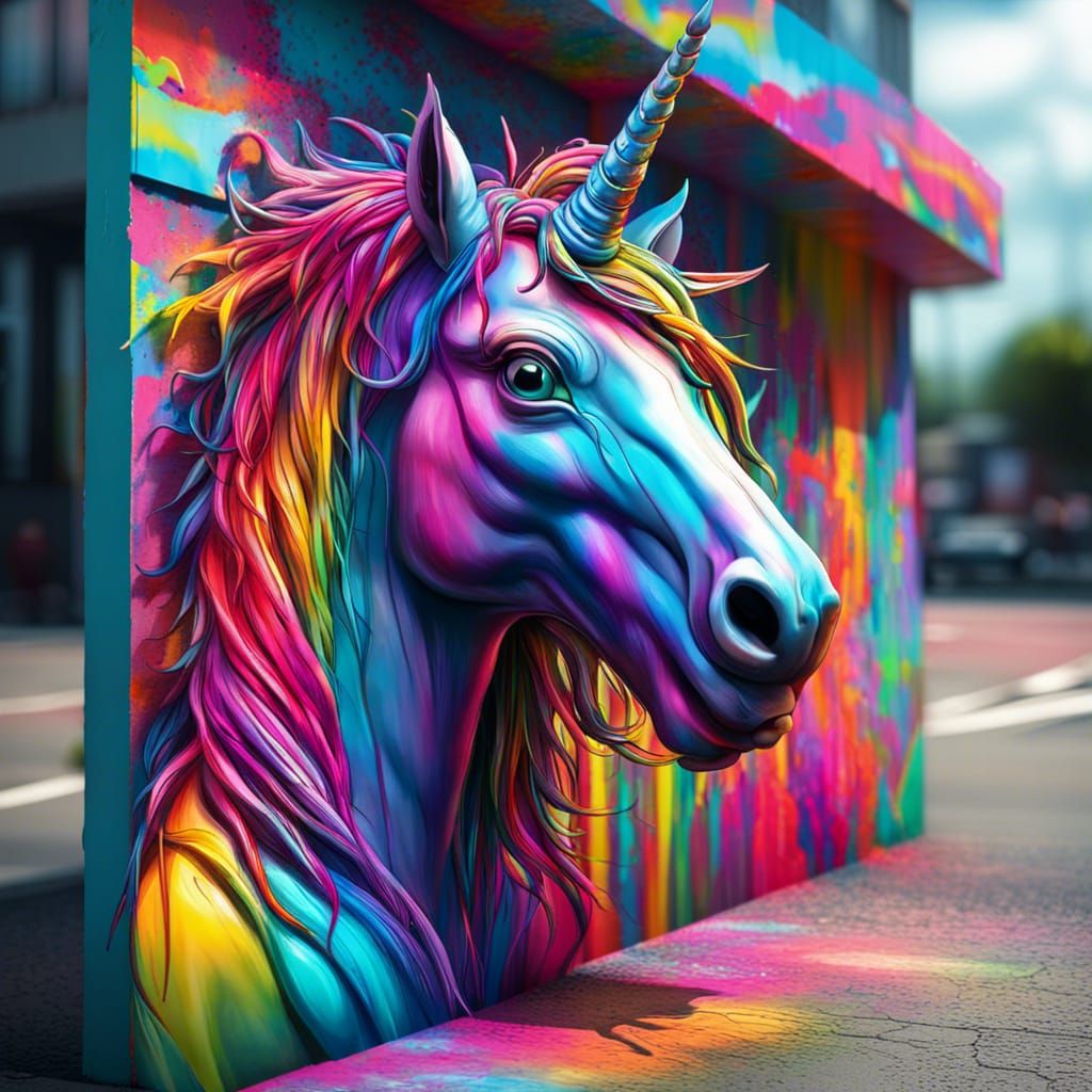 Unicorn waiting at bus stop