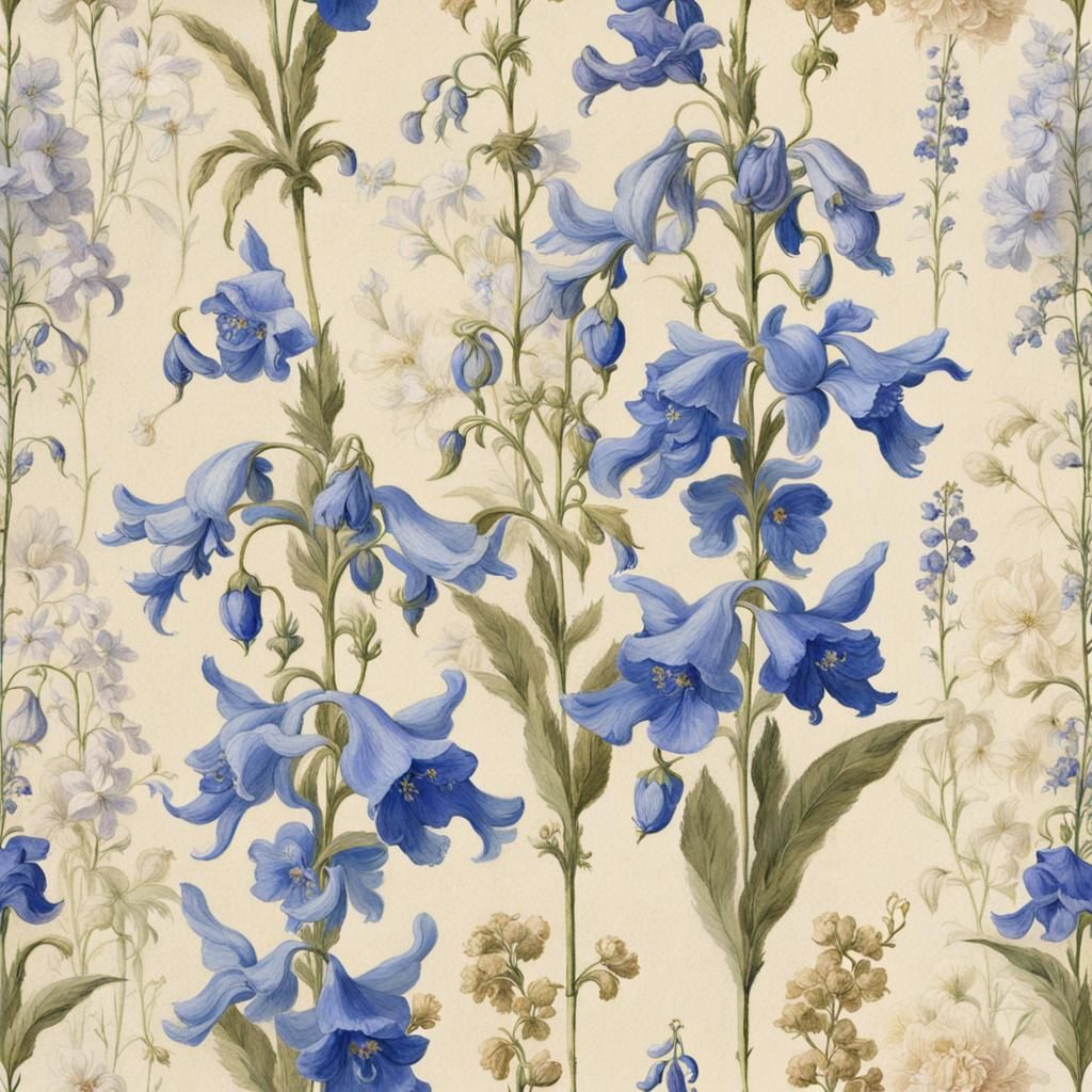 delphinium flowers, seamless pattern