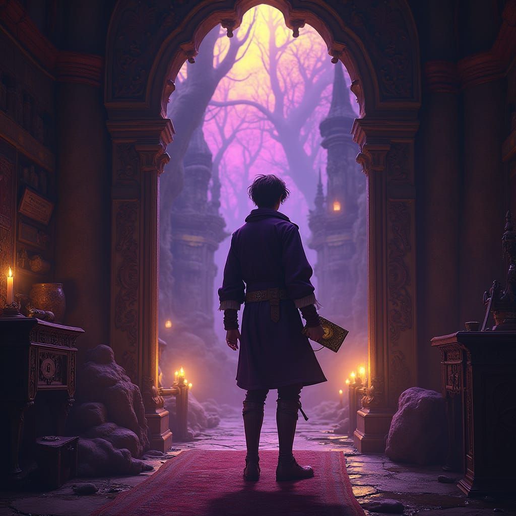 Mystical Compass Guides Young Man to Fantasy World