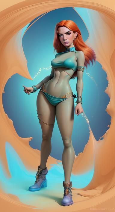 Kim Possible as Desert Genie: Ethereal Fantasy Art