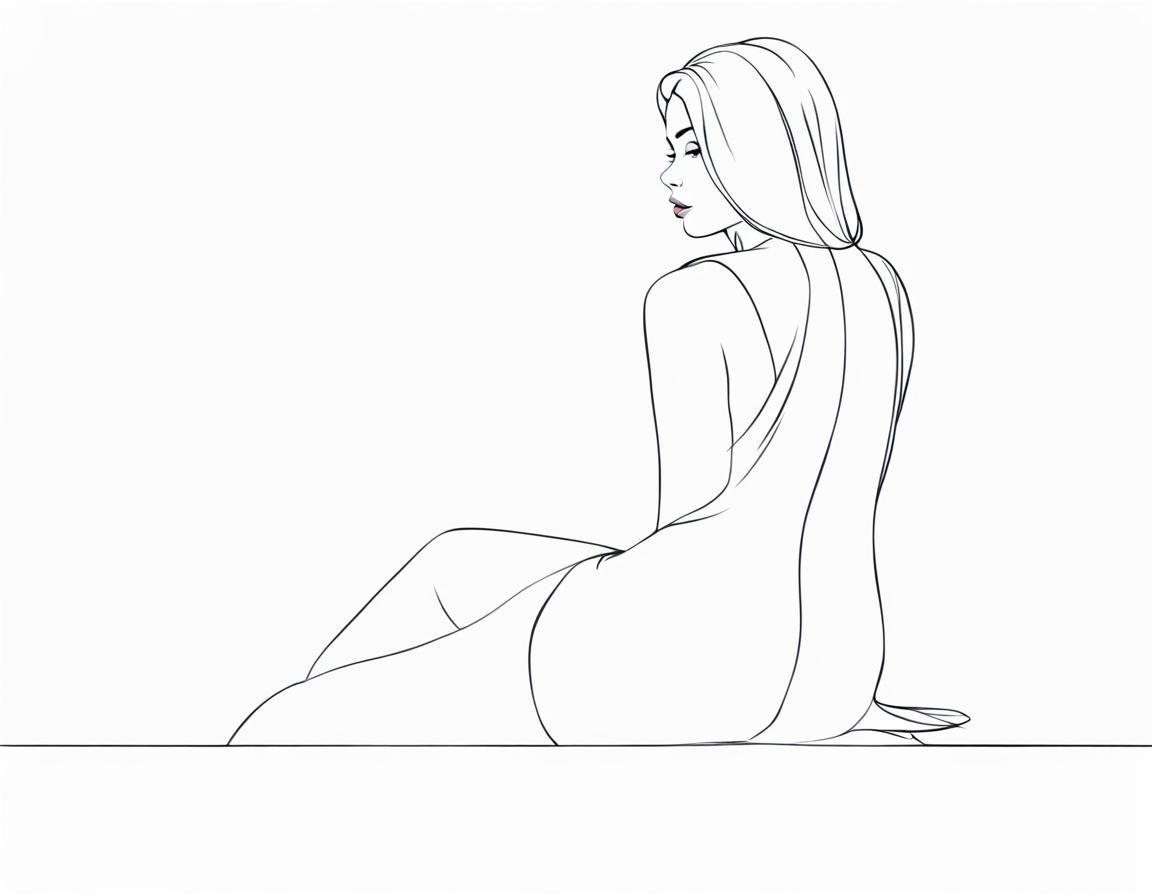 Minimalist Line Art of a Young Woman
