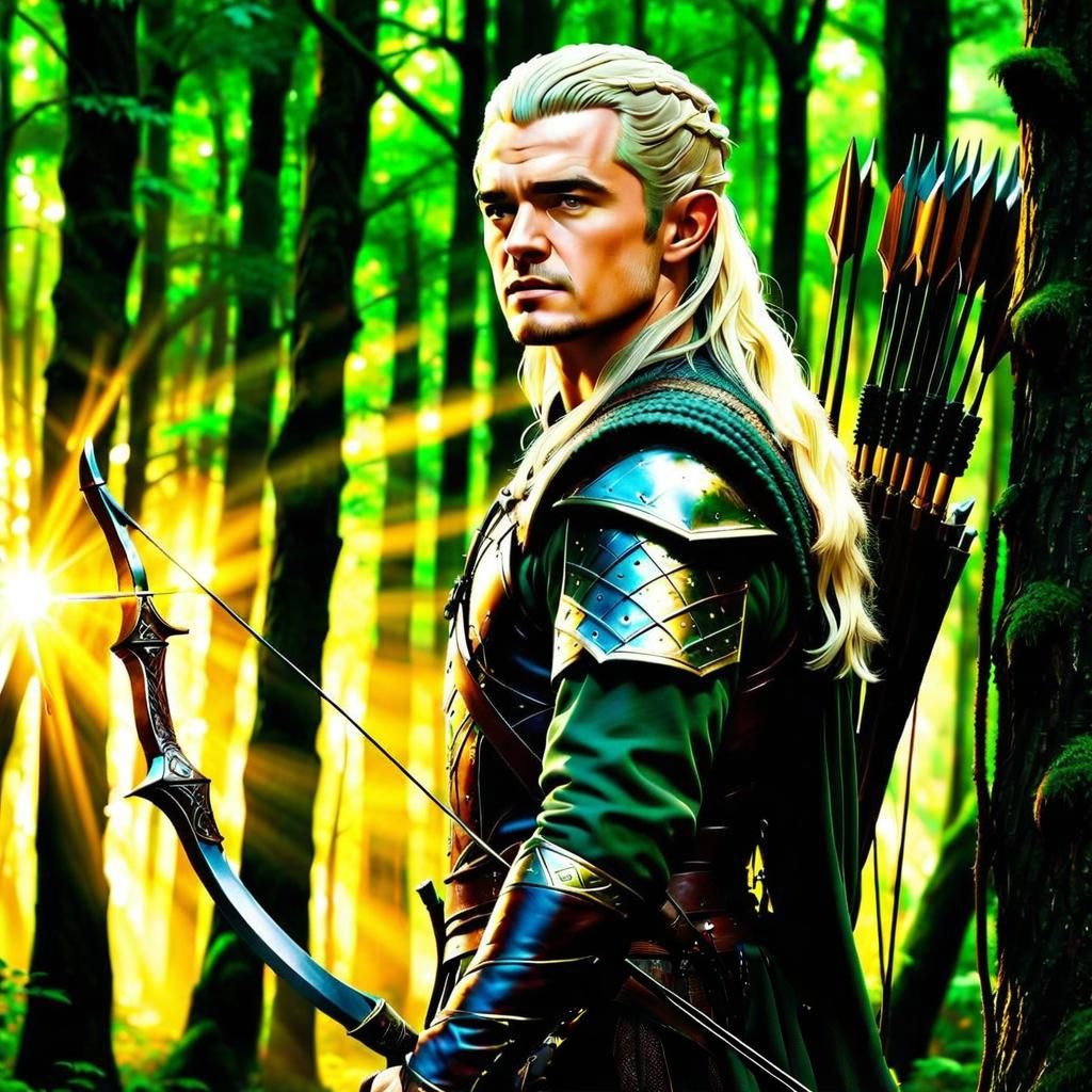 Detailed Legolas Archer in Magical Forest