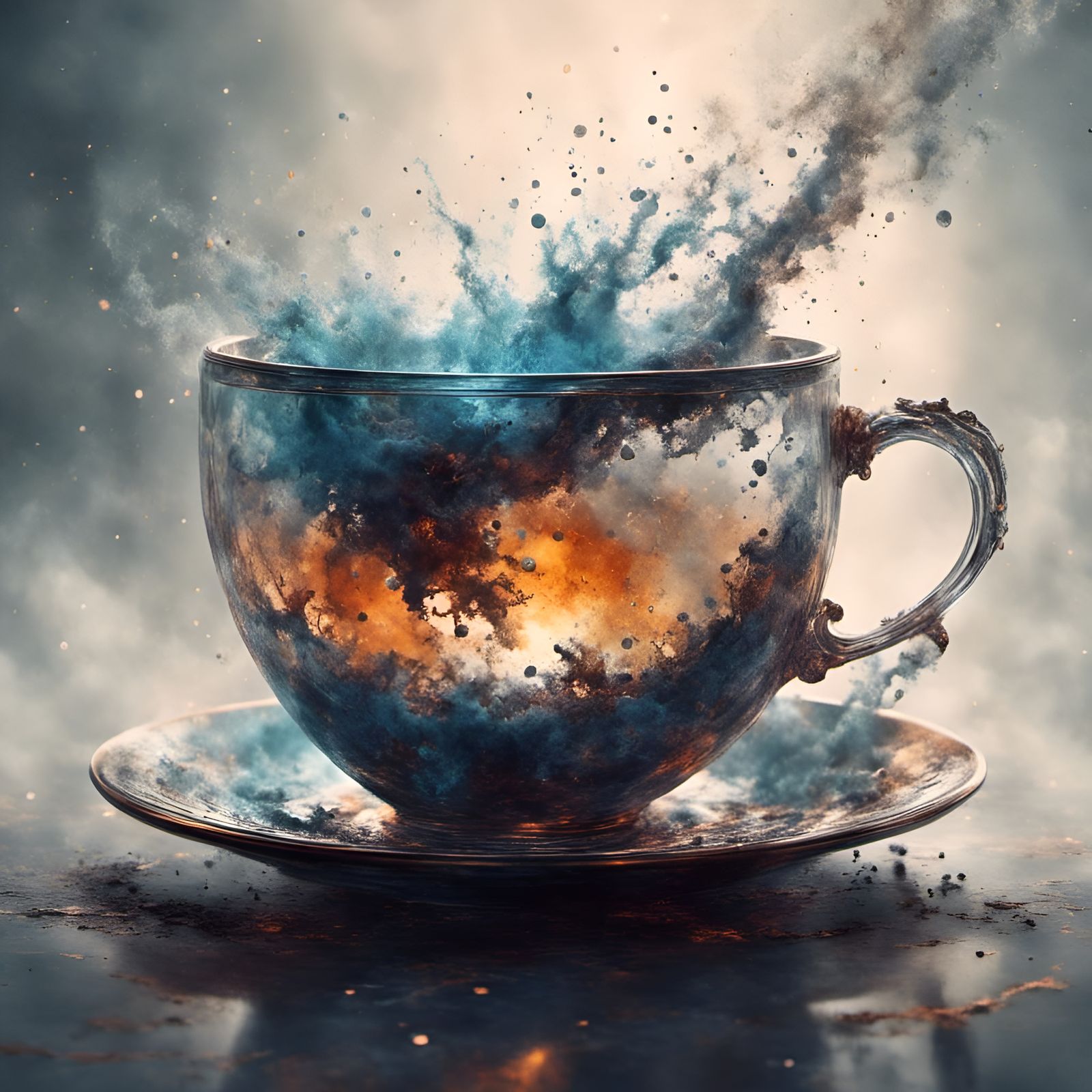 Stormy Teacup with Inky Halo Stains