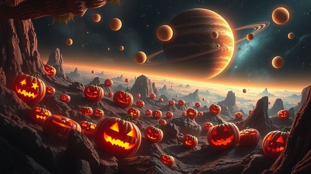 Halloween Solar System with Ethereal Luminescence