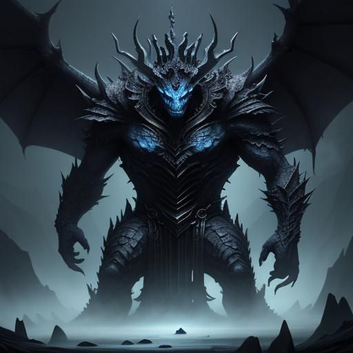 Regal Monster King on Throne in Misty Cave