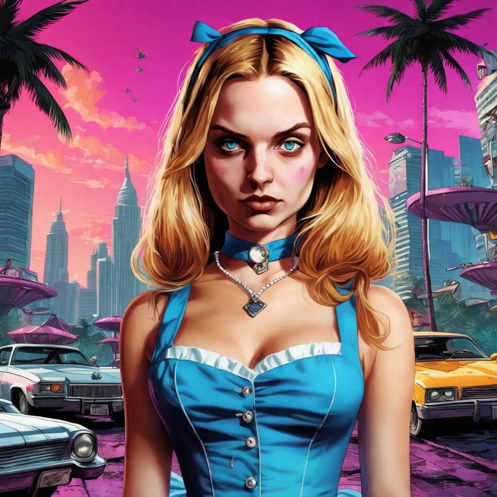 Alice in Wonderland Meets Vice City: Comic Art