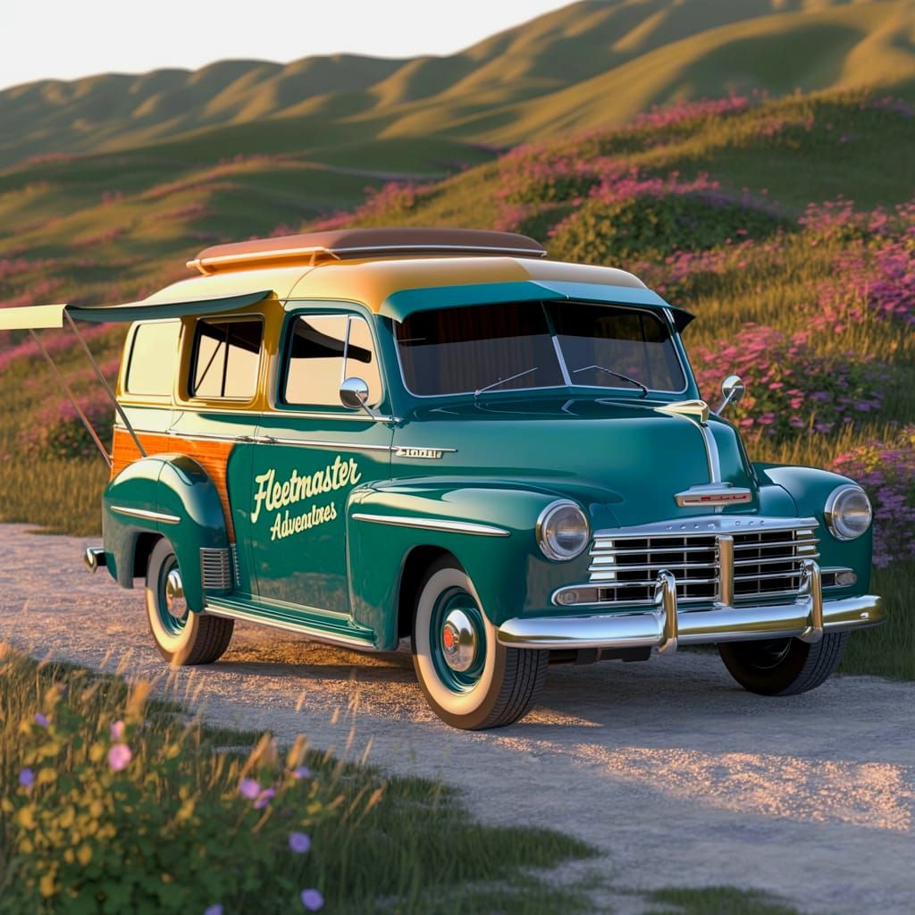 Vintage 1948 Chevrolet Fleetmaster Campervan in 3D Oil Paint...