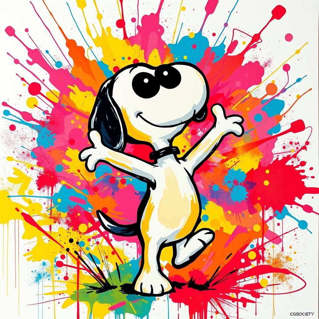 Joyful Snoopy in Colorful Street Art Style