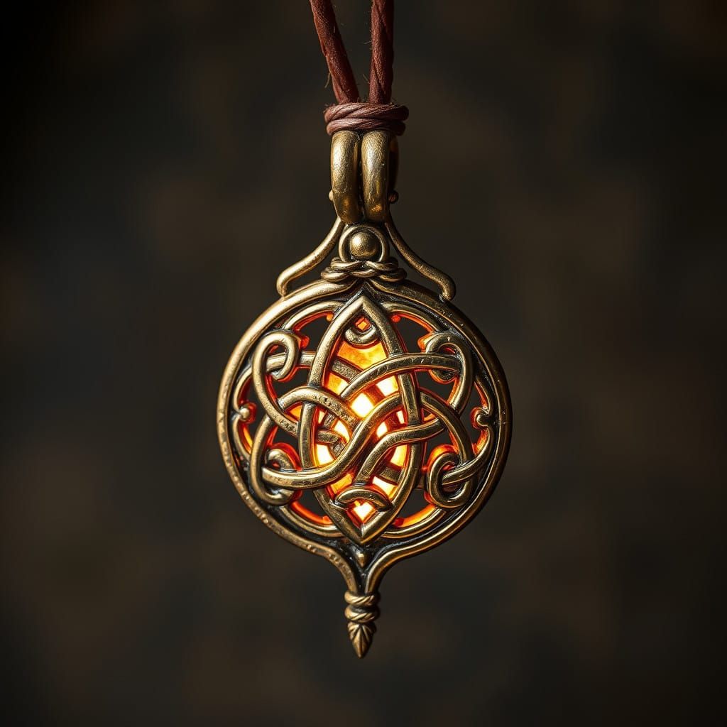 Vogel Talisman Pendant in Golden Celtic Knotwork Design
