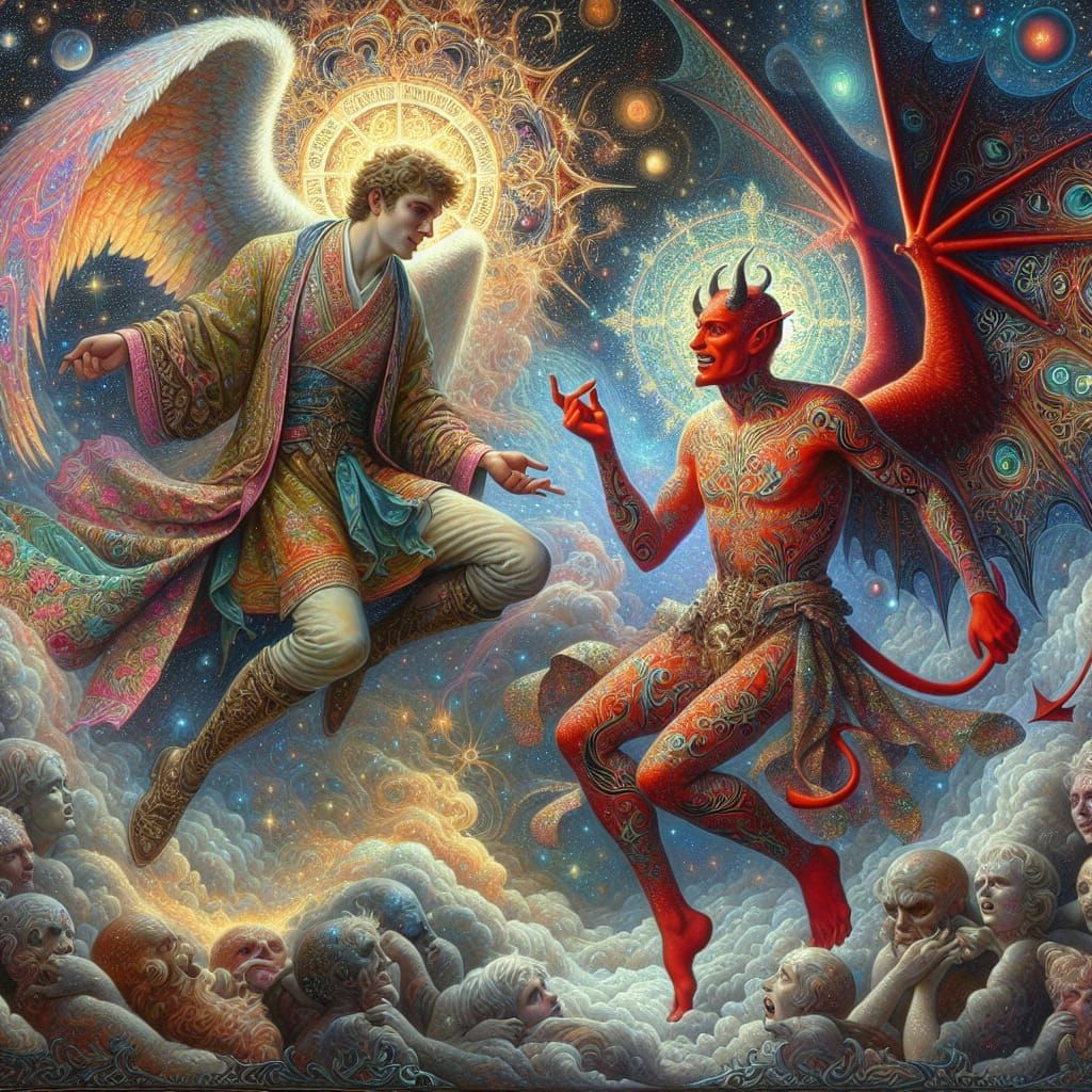 Celestial Duel Between Angel and Demon