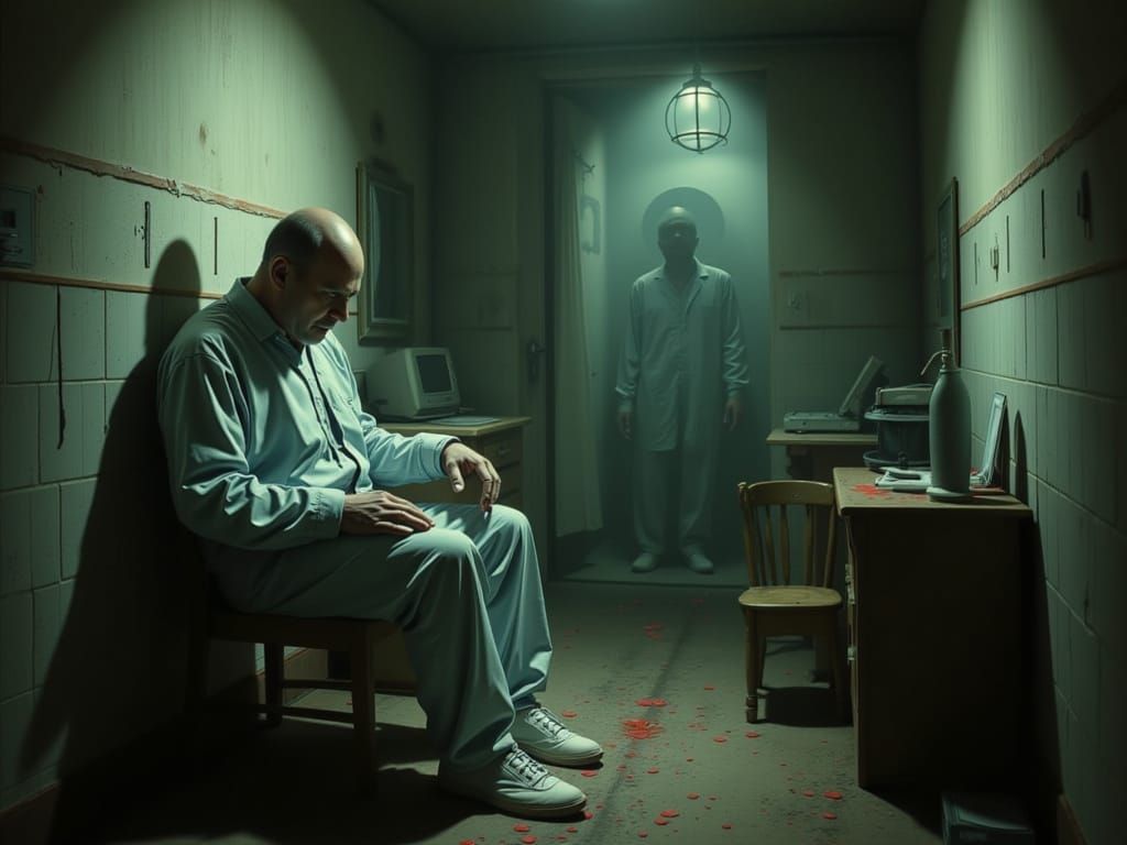 Eerie Mental Asylum Scene in David Lynch Style