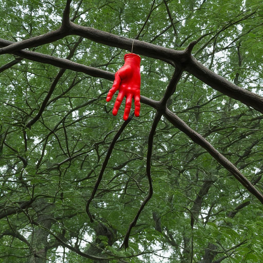 Surreal Child's Hand in Honey Locust Tree