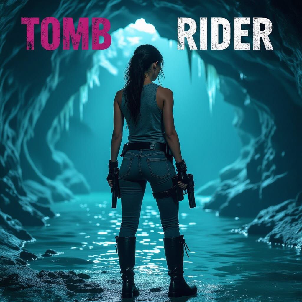 Adventurer in Cave, Gritty Cinematic Style