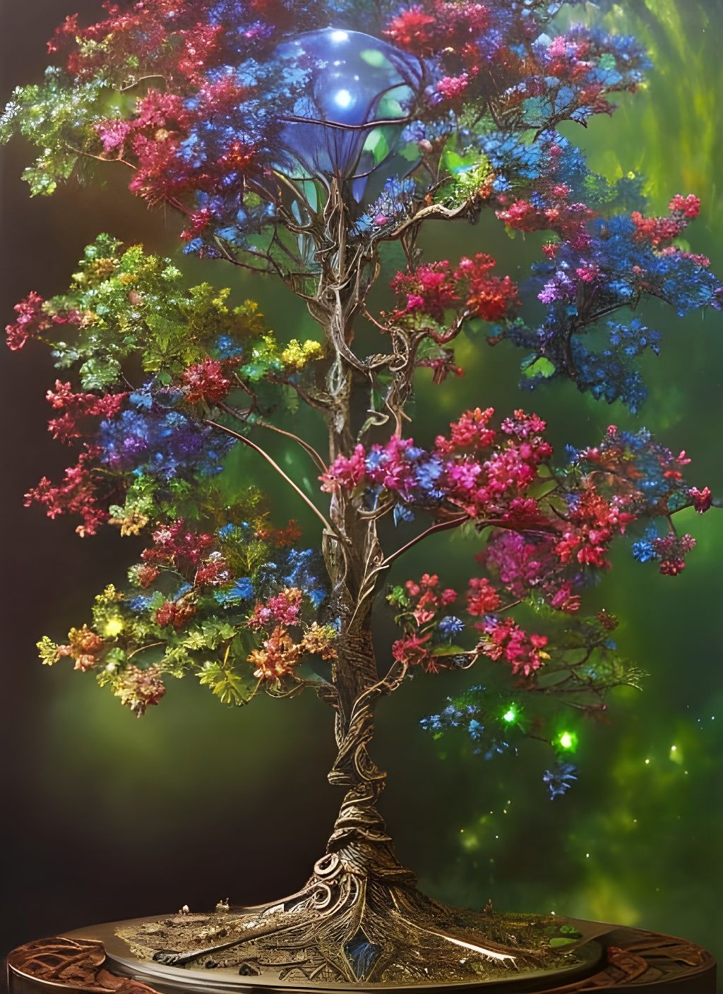 Opalescent Sci-Fi Tree in Rainbow Forest