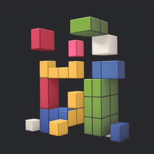 Abstract 3D Tetris Block Arrangement