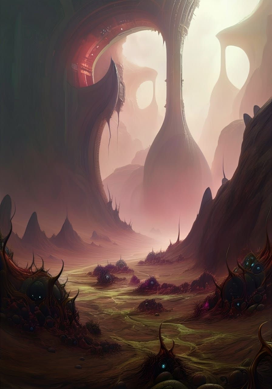 Cosmic Ruins in Dark, Saturated Palette