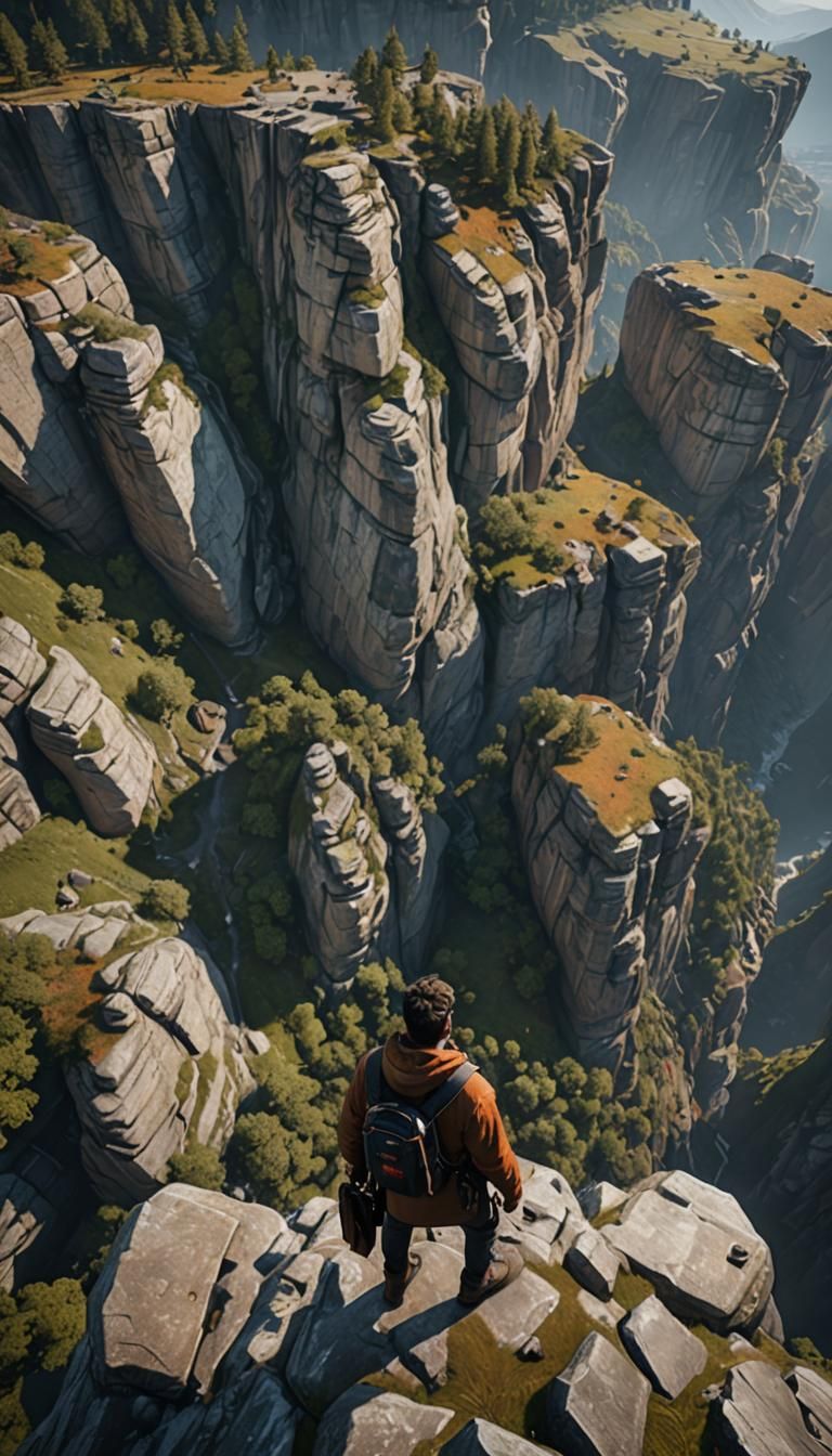 looking down