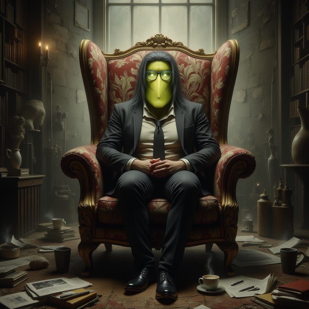 Elegant Avocado Advocate in Intellectual Decline