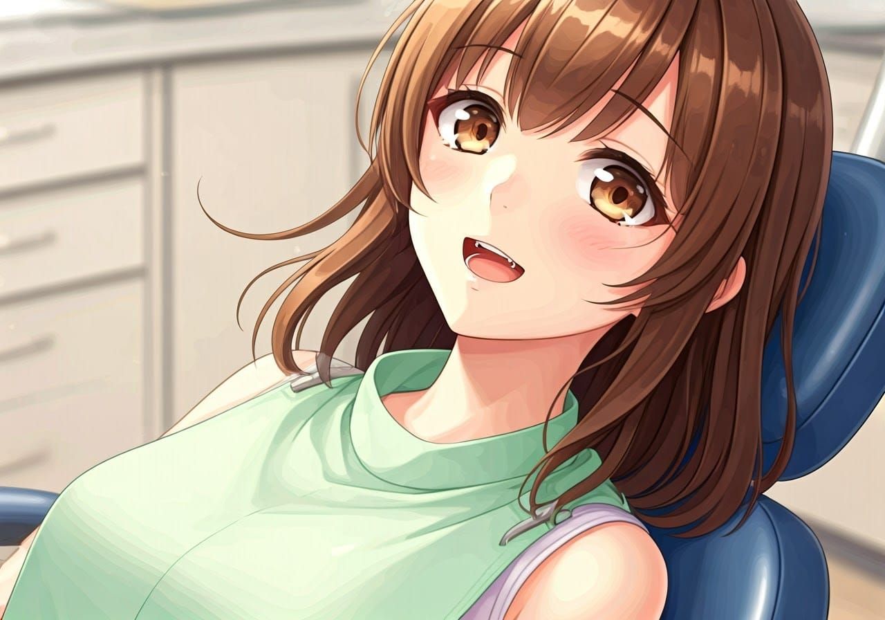 Anime Girl at Dentist in Manga Style